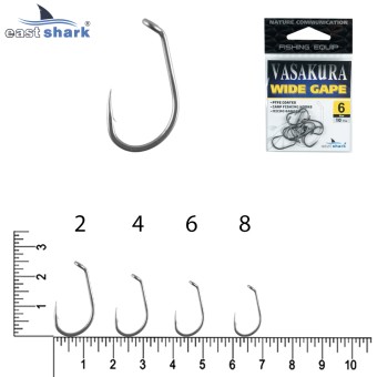 Крючки тефлон NEW EastShark Vasakura WIDE GAPE № 2