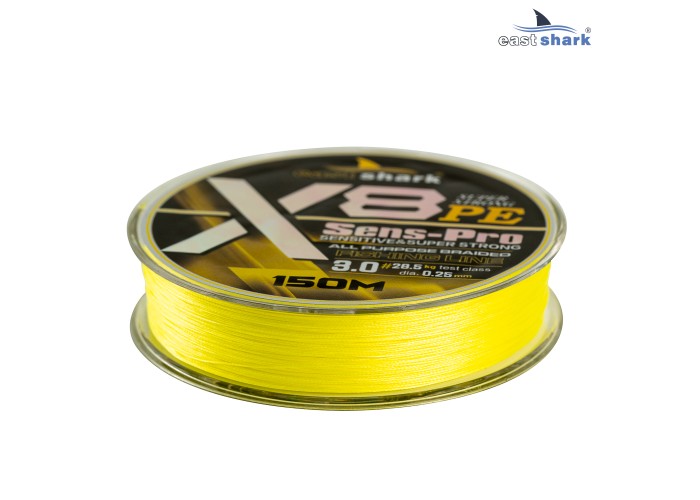 Шнур EastShark Sens-Pro X8 (150м) 0,08мм #0.2 желтый