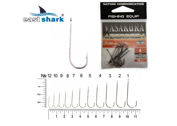 Крючки NEW EastShark Vasakura ABERDEEN № 7 BL (уп/10 шт)