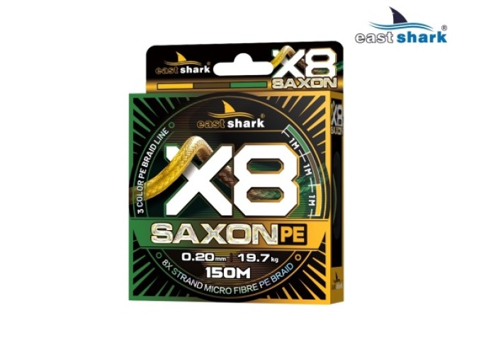 Шнур EastShark Saxon PE X8 150м 0,08 мм #0,2 3color