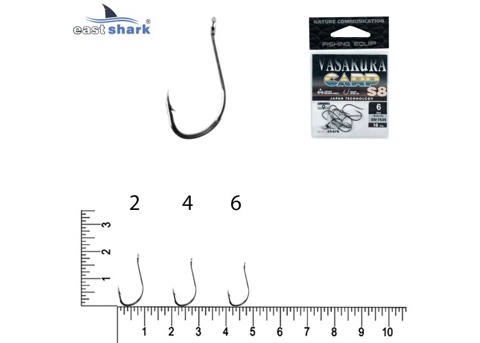 Крючки NEW EastShark Vasakura S8 № 2 BL