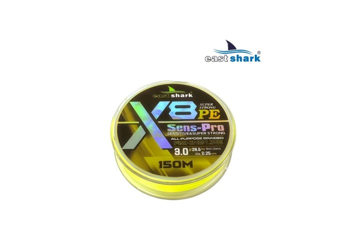 Шнур EastShark Sens-Pro X8 (150м) 0,08мм #0.2 желтый