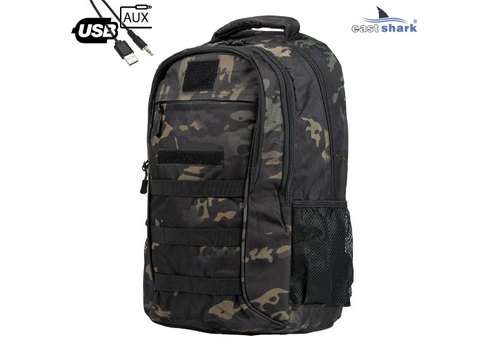 Рюкзак EastShark S-016-1 (USB, AUX) черный камуфляж