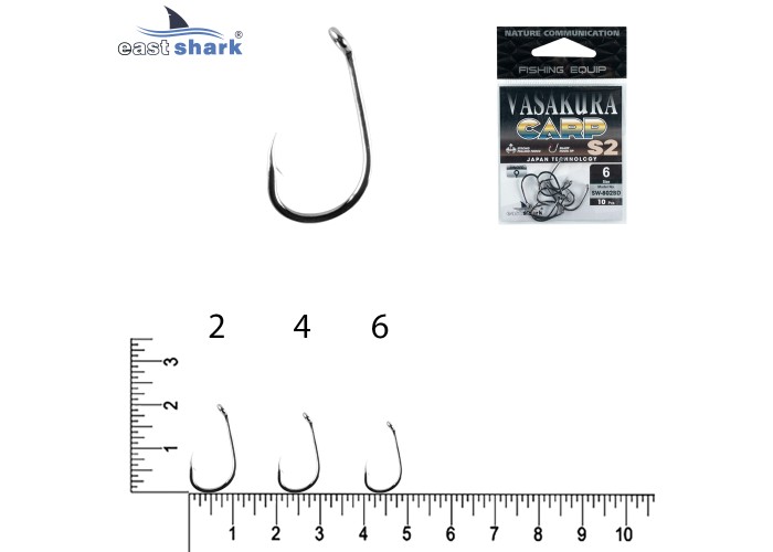 Крючки NEW EastShark Vasakura S2 № 2 BL