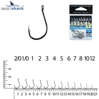 Крючки NEW EastShark Vasakura 4X-ISEAMA № 1 BL