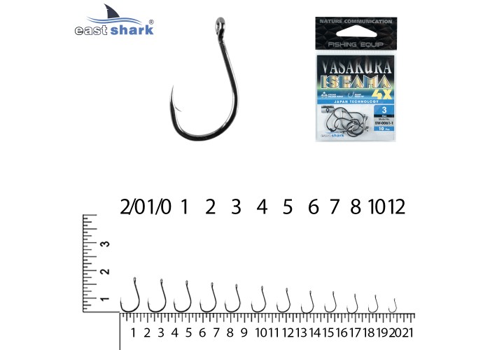 Крючки NEW EastShark Vasakura 4X-ISEAMA № 1 BL