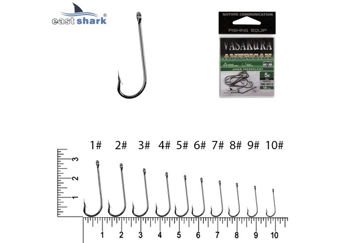 Крючки NEW EastShark Vasakura American № 1 (уп/10 шт)