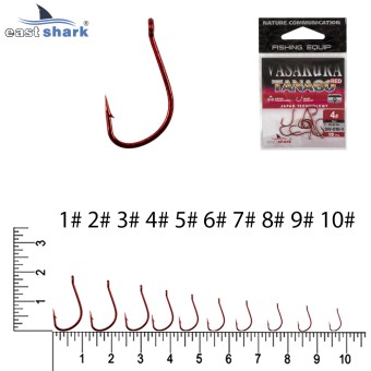 Крючки NEW EastShark Vasakura Tanago RED № 1 (уп/10 шт)