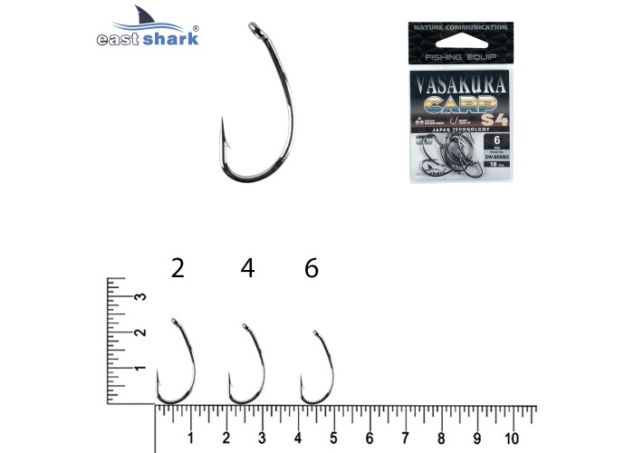 Крючки NEW EastShark Vasakura S4 № 4 BL